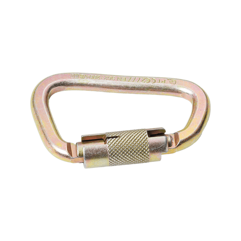 How does the locking mechanism of the Auto Lock Metal Carabiner work?